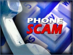 A cover art for a phone scam warning