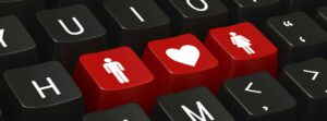 Unique red keyboard buttons about love