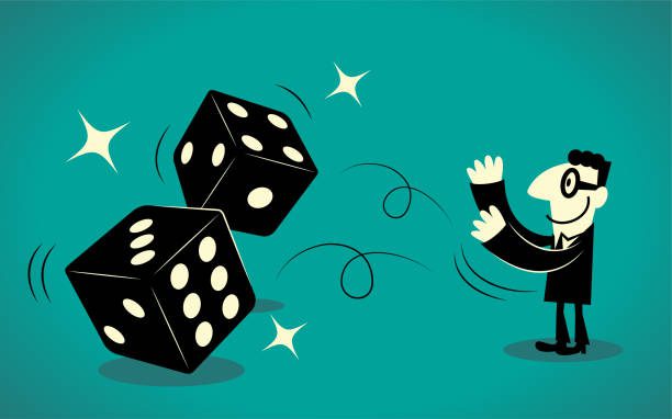 A businessman rolling dice